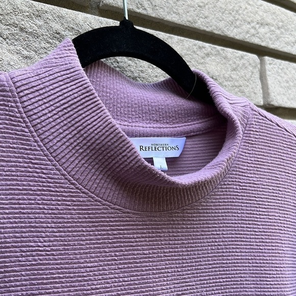 Northern Reflections Mock Neck Ribbed Long Sleeve Top (Longer Length) - Picture 3 of 9